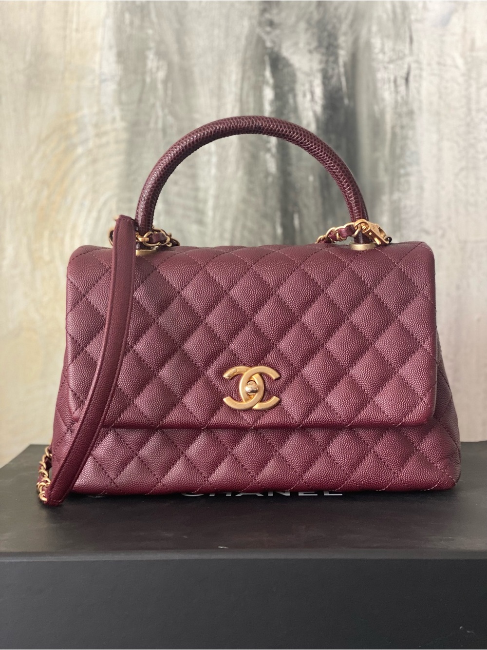 Chanel Coco Handle Small Bordeaux color with Gold HW